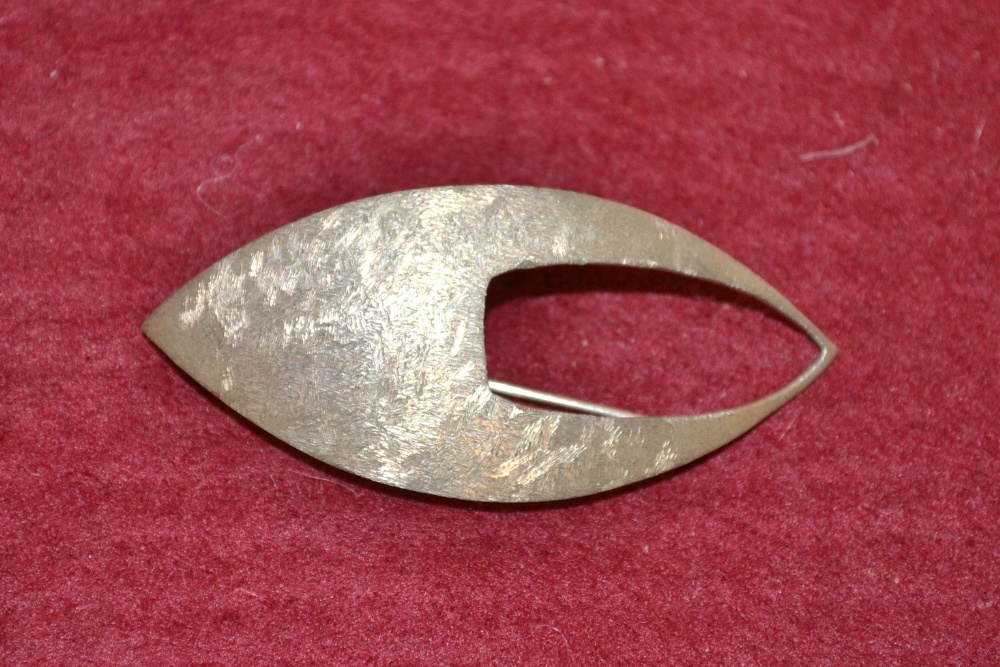 A 1960`s Scandanavian silver burnished silver oval brooch