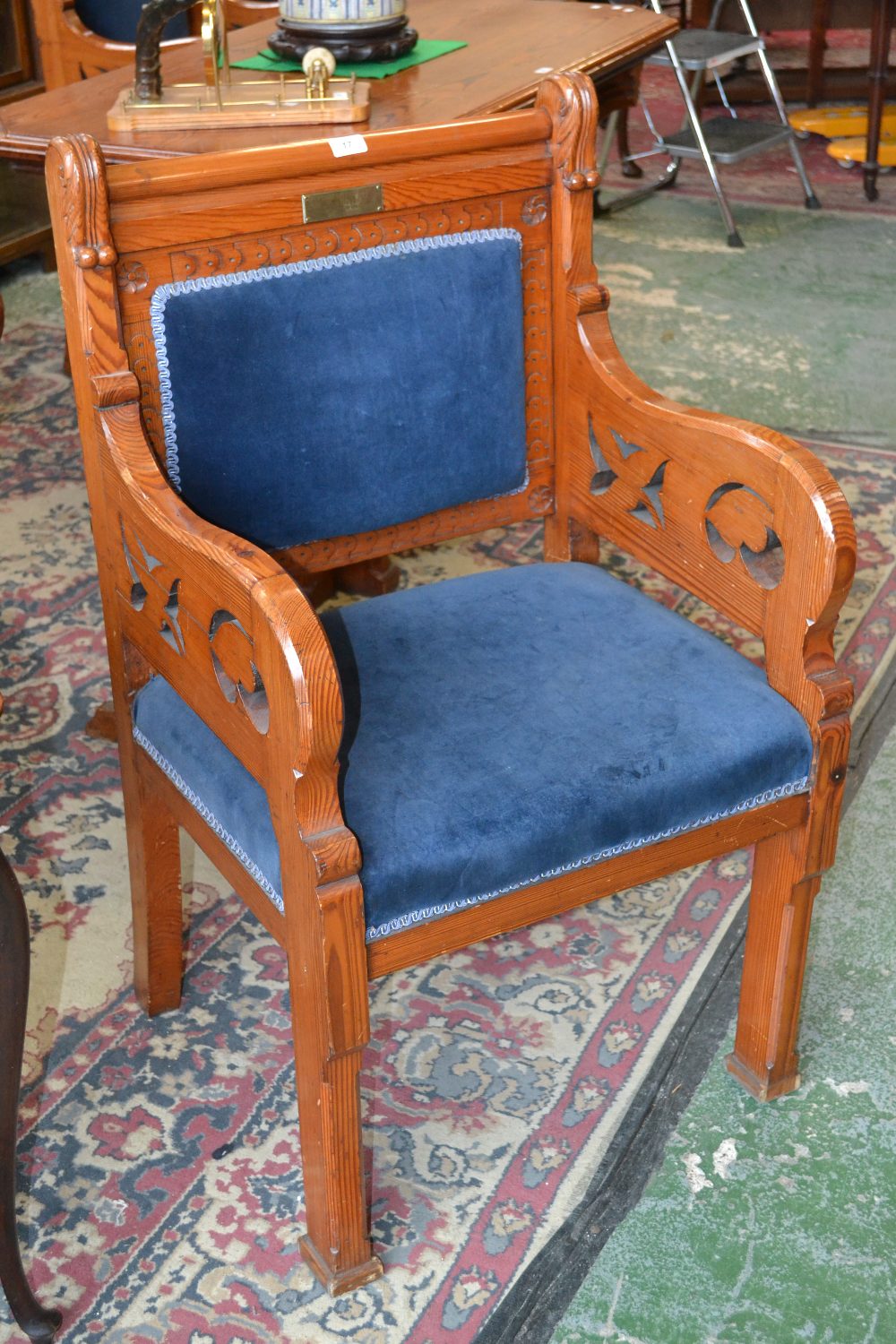 A pitch pine Gothic chair