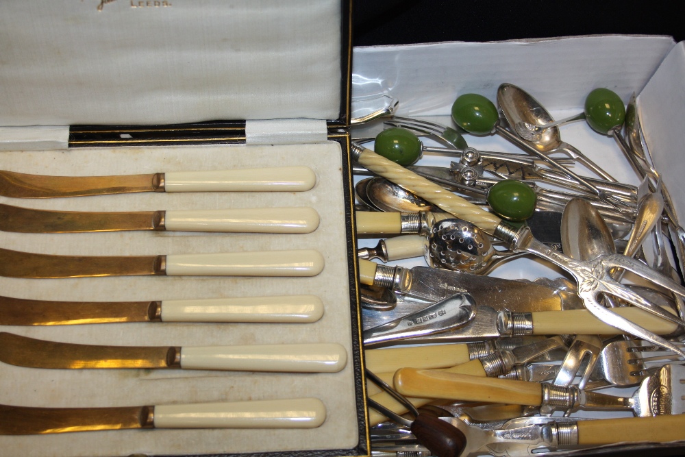 Silver plated flatware- soup spoons,fish cutlery, cake forks, teaspoons, etc.