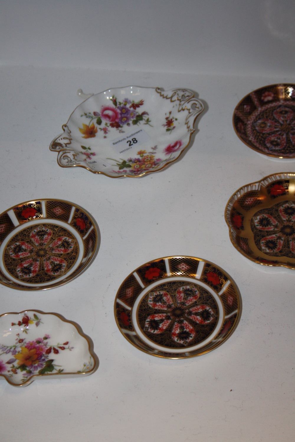 A Royal Crown Derby 1128 pin dish; another; Posies Pattern duchess tray, etc.