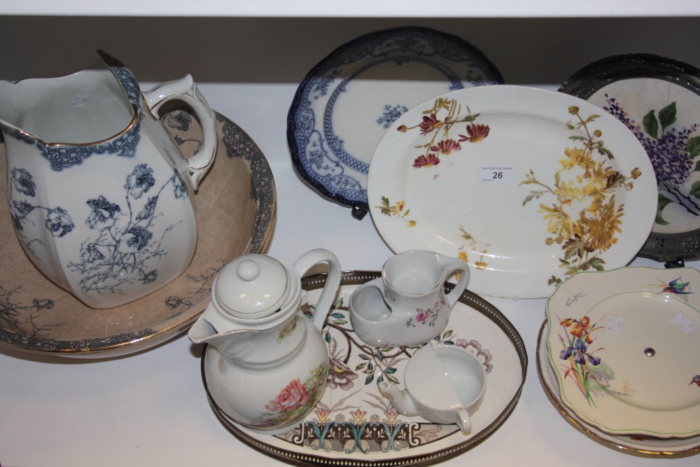 A Doulton Burslem water jug and bowl, faults; other 19th century and later ceramics