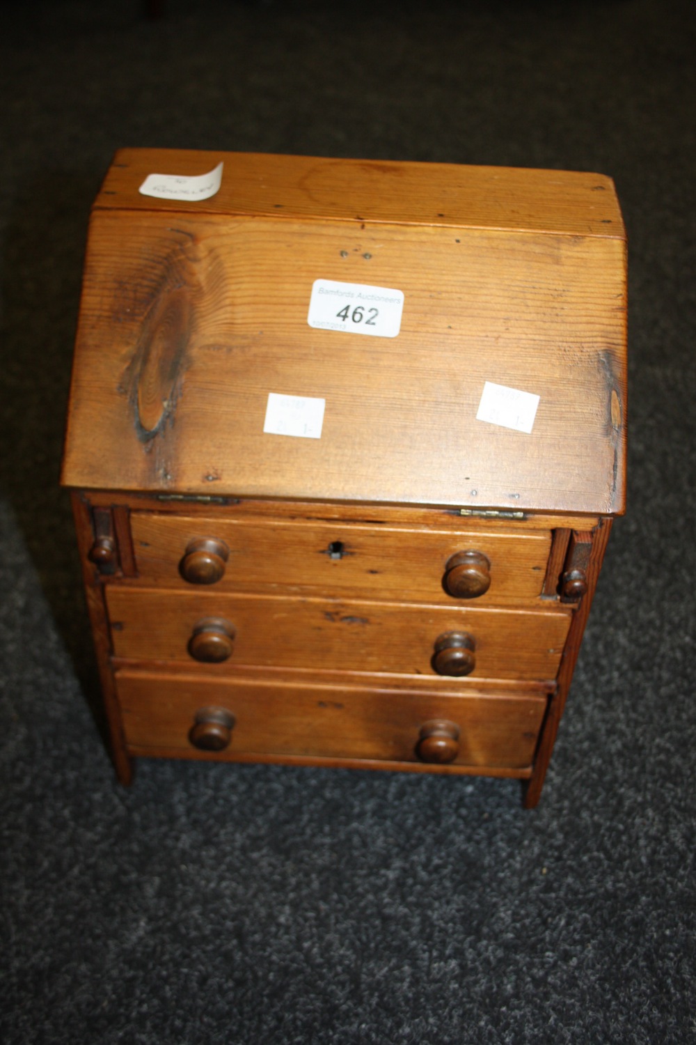 A miniature pine fall front bureau