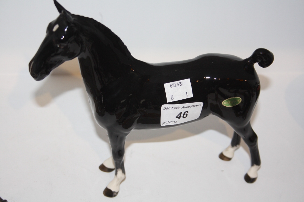 A Beswick Black Hackney horse, black gloss, designed by Mr Orwell, model no. 1361