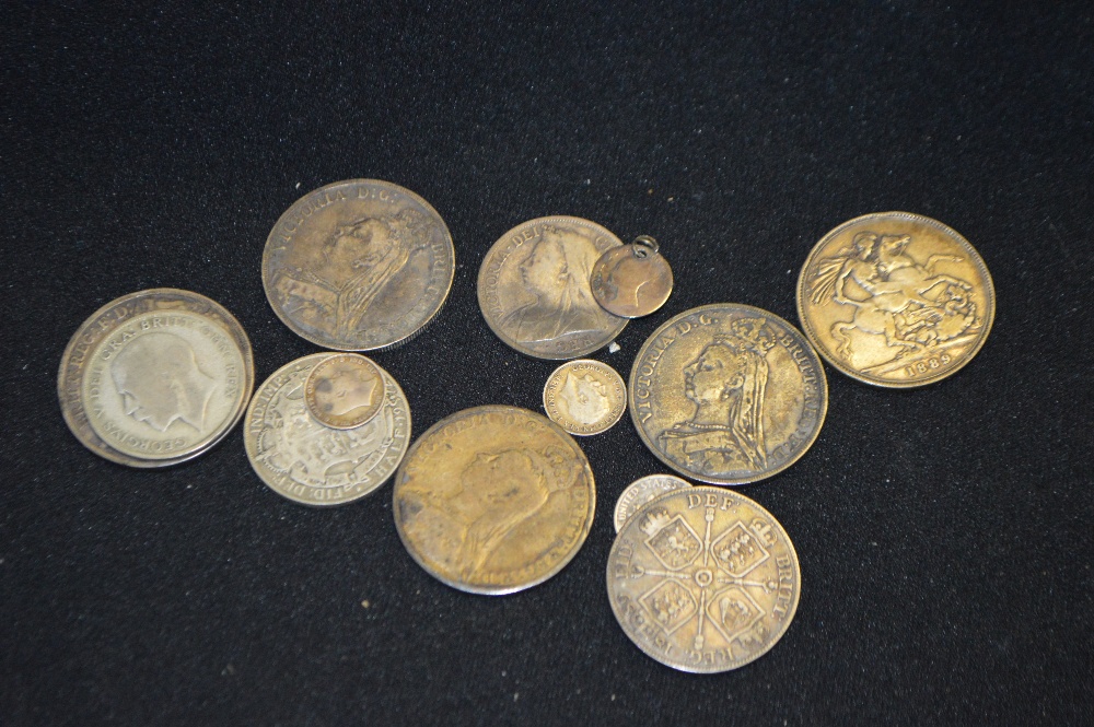 Coins- Victorian crowns, sixpences, etc