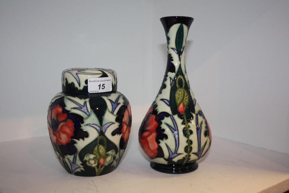 Moorcroft contemporary poppy pattern ginger jar