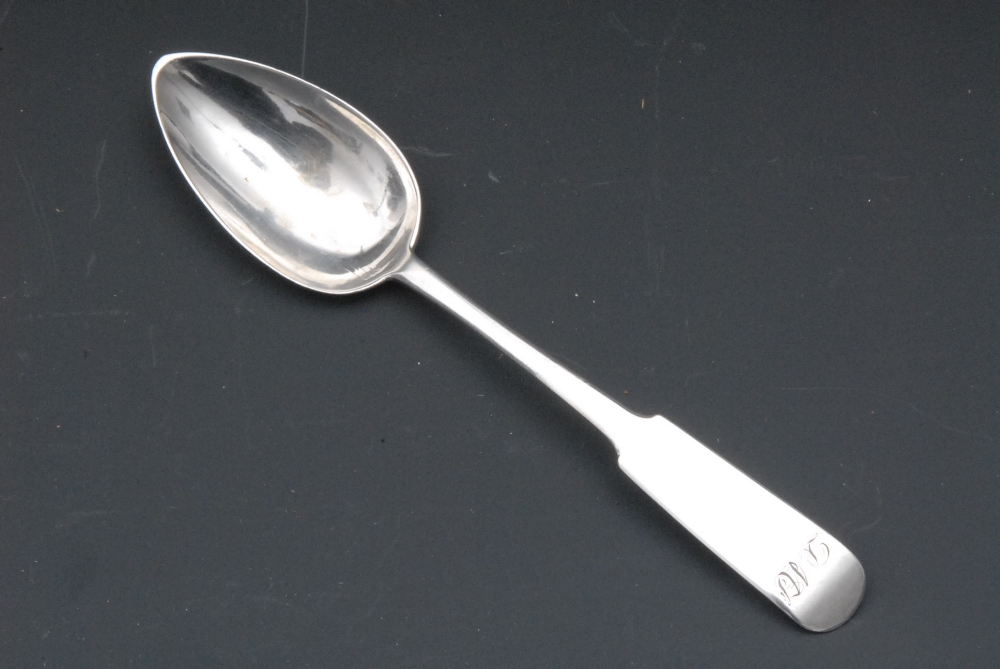 A Scottish Provincial Oar pattern teaspoon, struck with eagle displayed and twice with maker, Robert