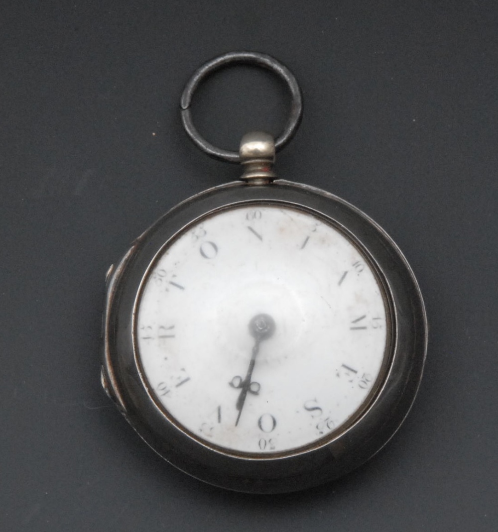 An unusual George III silver pair cased verge fusee pocket watch, by William Hope, London, the 4cm