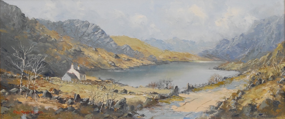 Charles Wyatt Warren (1908-1993)  White Cottage Amongst the Welsh Mountains signed, oil on board,