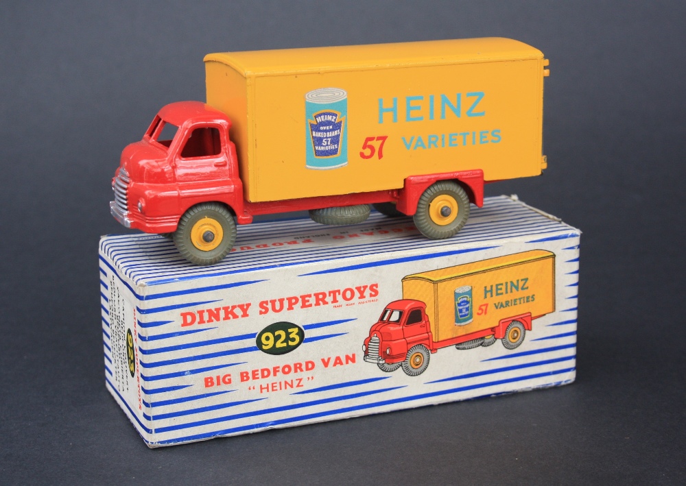 Dinky Supertoys 923 "Heinz" Big Bedford Van, red cab with silver painted grill, bright yellow van