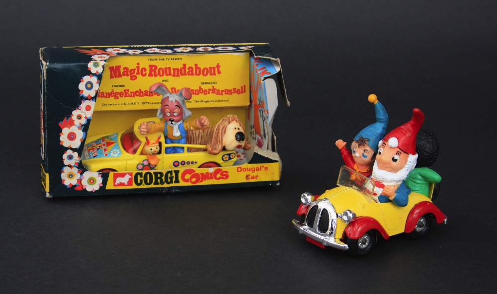 Corgi Comics 801 Noddy`s car, yellow body with red mudguards, chromed plastic grille and bumper,