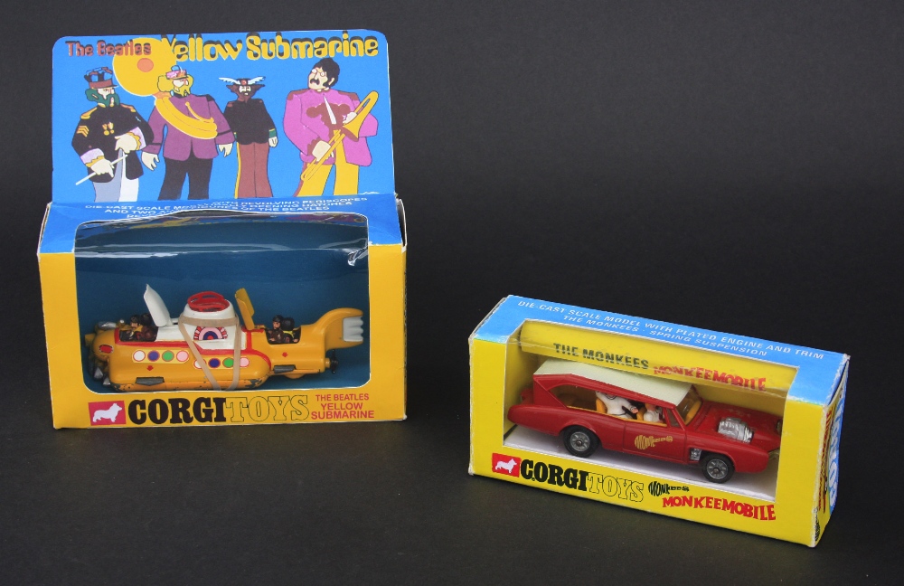 Corgi Toys 277 The Monkees Monkeemobile, red body with white roof, yellow interior with plastic band