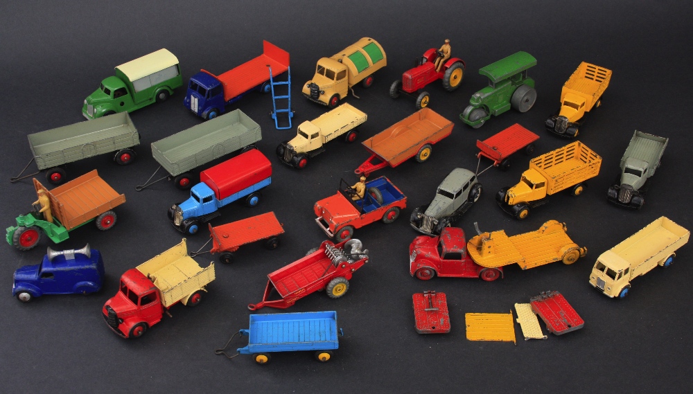 Dinky Toys and Dinky Supertoys, comprising Land Rover, Guy lorry, Massey-Harris tractor, Bedford