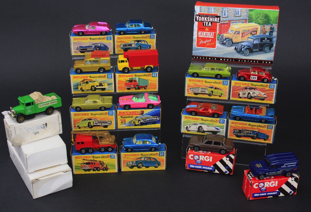 Matchbox Superfast models, comprising No.5e Lotus Europa, pink body with ivory interior, boxed; No.