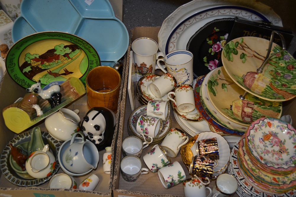 Ceramics - a Wade panda money box; a pipe rest; Poole hors d`oeuvre dish; Crown Ducal; Staffordshire