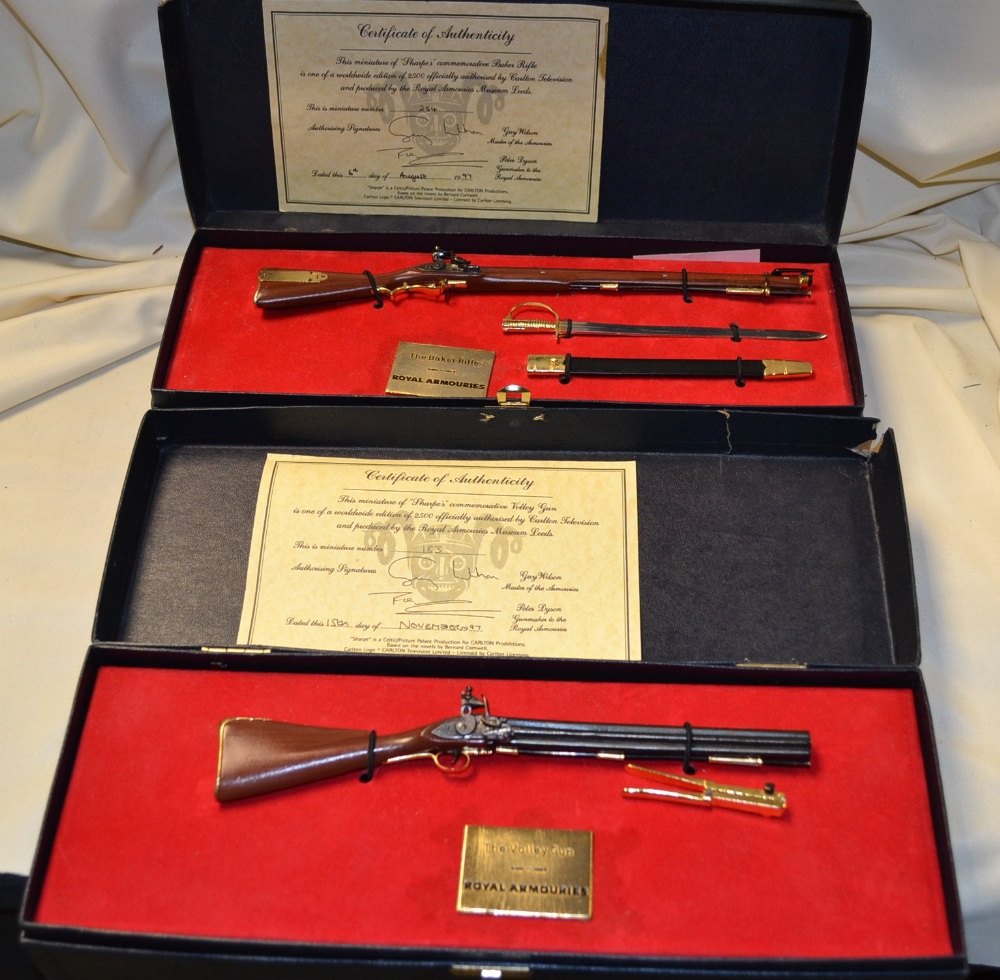 A miniature rifle, Sharpe`s Commemorative Baker Rifle, authorised by Carlton Television, produced by