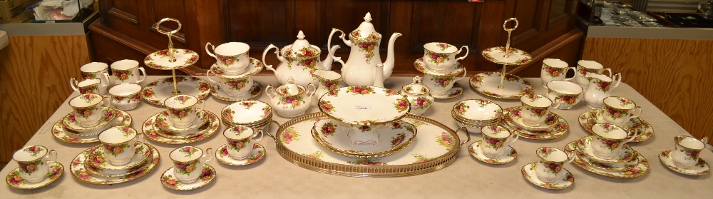Royal Albert Old Country Roses, tea and coffee service including tea and coffee pots, cups and