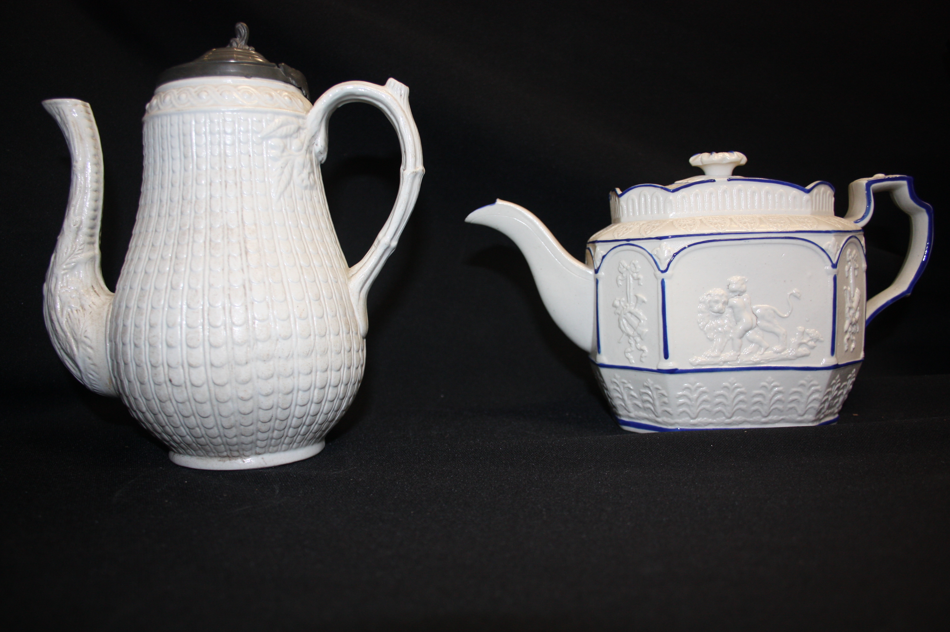 A mid 19th century Feldsparic teapot and cover, c.1840; etc