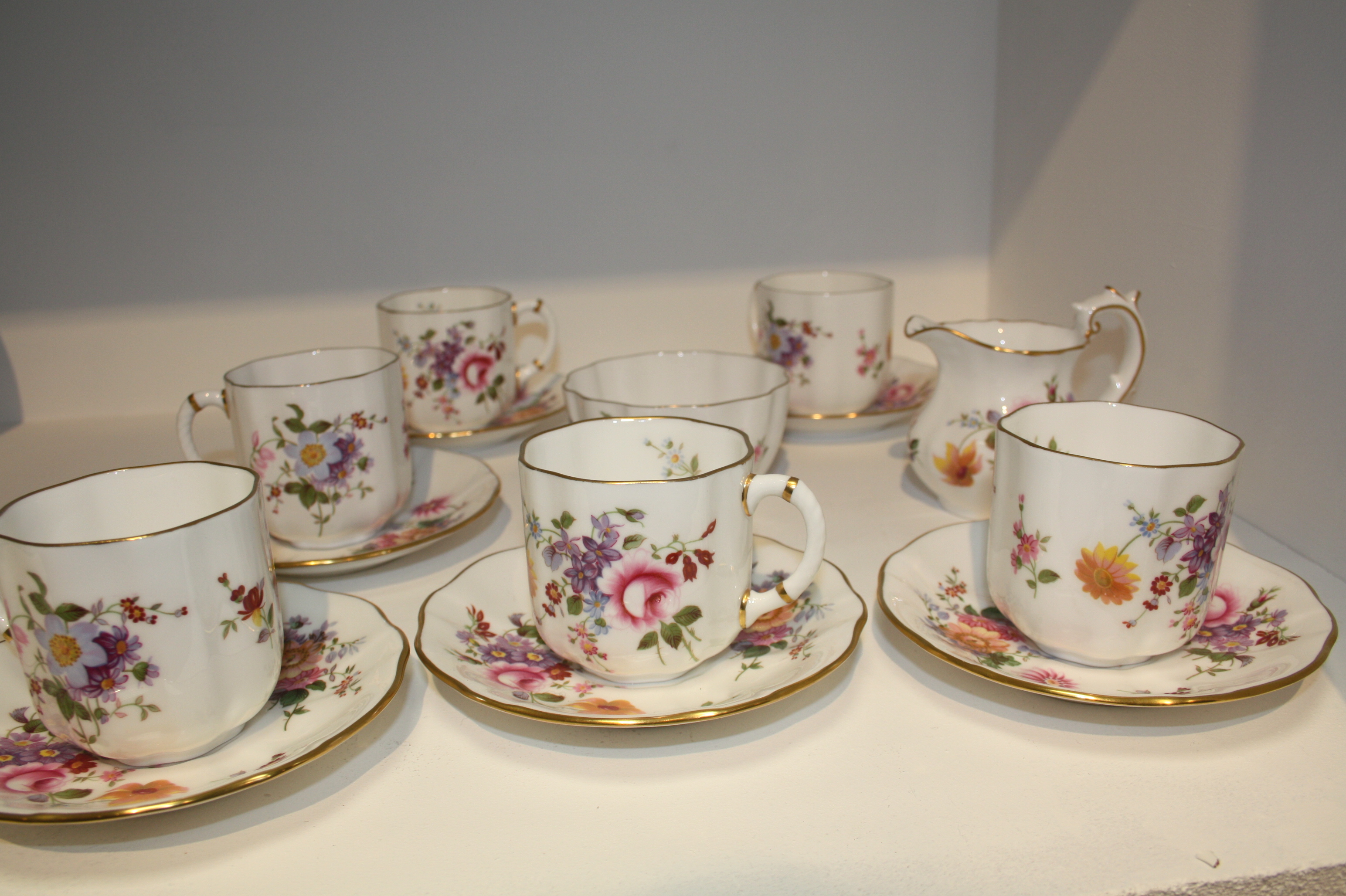 A Royal Crown Derby Posies pattern coffee service for six, printed marks