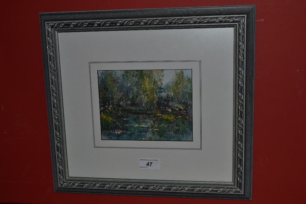 Maxwell Parsons (Contemporary) Lake Reflections signed with initials, oil, 12.5cm x 16cm      Good