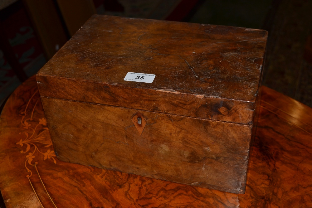 A 19th century walnut work box