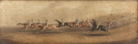 After H. Alken - Horse racing scene; at full gallop - aquatint 20 x 63cm.