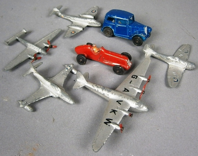 Dinky Aircraft No 70D Twin-Engined Fighter, No 70B Hawker Tempest, No 70F Lockheed Shooting Star, No