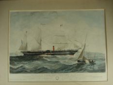 A coloured print `The View of the Steam Ship President...`, published by Ackerman & Company for