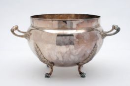 An Edward VIII silver soup tureen, maker J.T & Co, Sheffield, 1936 of circular form with ring turned