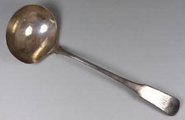 A George III fiddle pattern silver soup ladle, maker RR, London, 1809 initialled, 5.62ozs.