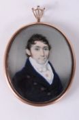 English School late 18th century- Miniature portrait of a gentleman:- head and shoulders, with short