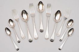 An extensive matched Old English pattern silver flatware service, various makers and dates, includes