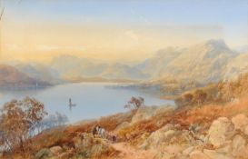 James Burrell Smith [1822-1879] Lake Windermere signed and dated 1858 bottom right inscribed in