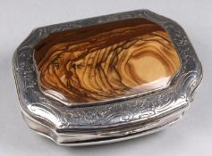 A George II silver and shell mounted snuff box, maker GD, London, 1746 of rectangular outline with