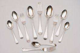 An extensive matched Old English pattern silver flatware service, various makers and dates, includes