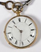 A 19th century key-wound openface pocket watch the circular dial, approximately 36mm diameter with
