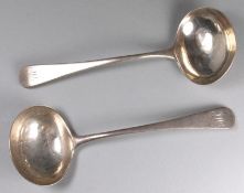 A pair of George III Old English pattern sauce ladles, maker SA, London, 1802 initialled, 2.98ozs.