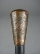 HMS Foudroyant a copper mounted souvenir walking cane with Nelson portrait to one side and ship