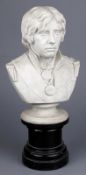 A mid 19th Century Parian bust of Lord Nelson by Joseph Pitts of London , after the original by