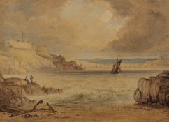 Manner of Hugh Grecian Williams (1773-1829)- Rusty Anchor Cove, Plymouth, view towards the