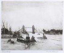 Harold Thornton [1892-1958] - Tower Bridge- etching, signed and inscribed in pencil in the margin