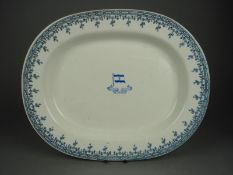 A late 19th Century Spanish `Linea Serra De Vopores` oval meat plate, with floral transfer decorated