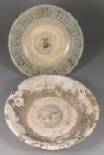 Tek Sing Cargo - two Chinese porcelain dishes comprising one printed with a repeat linear band