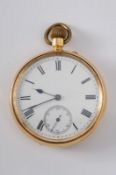 A gentleman’s 18ct gold open face pocket watch, the backplate inscribed ‘William Rogers,