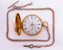 A gentleman’s 18ct gold hunter pocket watch, ‘J.Bowen’, the keywound fusee movement with signed