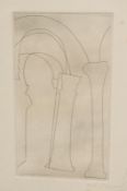 • Ben Nicholson [1894-1982] Columns, possible preparatory to Aquieia etching, signed and dated ‘65