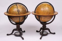 ADAMS, Dudley (1762-1830) a pair of Regency 12 ins terrestrial and celestial table globes the
