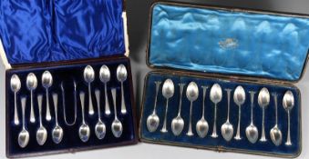 A set of twelve Edwardian silver onslow pattern teaspoons by the Goldsmiths & Silversmiths Co Ltd,