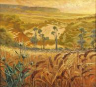 • Alan Cotton [b.1938] The Hidden Valley-Harvest signed bottom right further signed and inscribed on