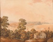 English School Circa 1820 Teignmouth from the west a view down to the town and along the coast,