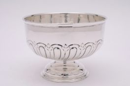 A George V silver rose bowl, maker BRS, Sheffield, 1918, of circular half fluted form on a low